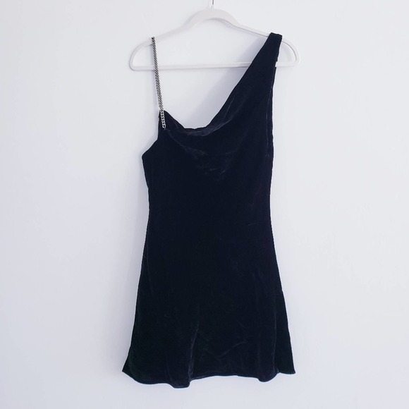 Zara Chain Strap Black Velvet Dress Medium - Picture 6 of 7